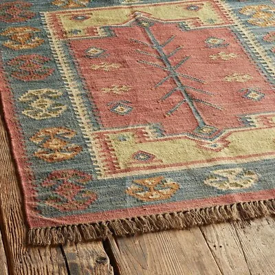 Indian Hand Woven Natural Fiber Wool Jute Modern Flatweave Kilim Jute Area Rugs • £43.74