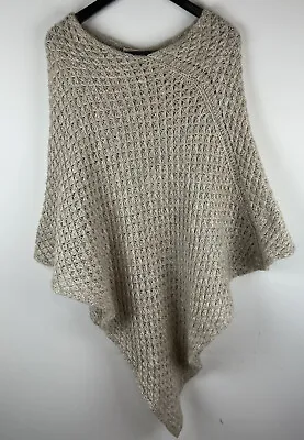 Cocogio Beige Knit Poncho Sweater Mohair Blend Women’s Size OS Made In Italy • $19.19