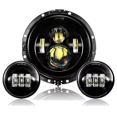 7 Inch LED Halo Headlight DRL + 4.5"Fog Passing Lights For Harley Motorcy • $79.12