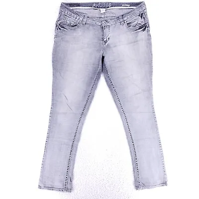 Mudd Jeans Denim Cotton Womens SZ 15 Gray Straight Stretch VTG Mid Rise Slim 90s • $9.99