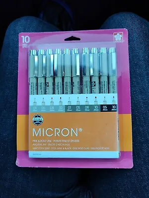 Sakura Pigma Micron Pen Set 10/Pkg-Black/Gray • $17.95