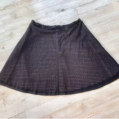 BCBGMAXAZRIA Shannon Eyelet Crochet Circle Skirt | Black Size Small • $22