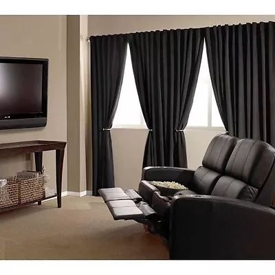 4 Velvet Panel Drapes 5ft X9ft Black Curtain Backdrop Movie Theater Show Display • $131.78