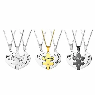 3pcs Stainless Steel BEST FRIEND FOREVER Heart Shape Pendants Charms Necklaces • $11.99