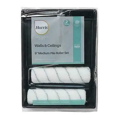 Harris Emulsion Wall & Ceilings Paint Roller Tray Set 9  - Medium Pile 2 Sleeves • £8.79