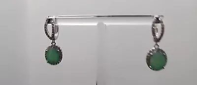 Zambian Emerald And Zircon Earrings 925 Sterling Silver 3.49 Ctw • $125