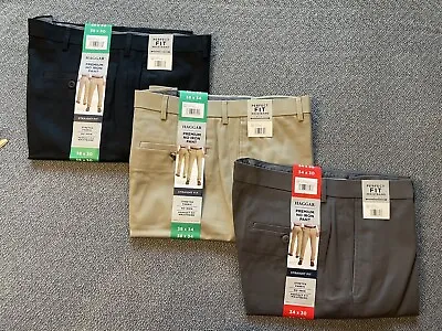 Haggar Premium No Iron Perfect Fit Waistband Stretch Fabric Straight Fit Pants • $19.97