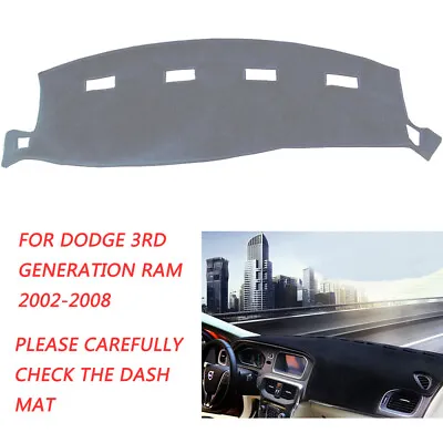 $21.72 • Buy Dash Cover Mat Dashboard Cover For 02-08 Dodge Ram 1500 2500 3500 Dark Grey Gray