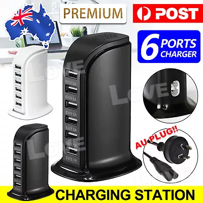 6 Port Charging Station USB Desktop AU New Charger Rapid Tower Power Adapter AU • $14.85