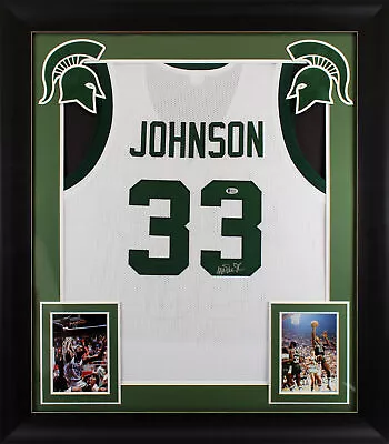 Michigan State Magic Johnson Signed White Pro Style Framed Jersey BAS Witnessed • $439.99