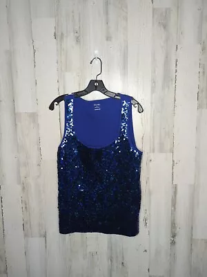 MICHAEL KORS NWT Womens XL Sleeveless Sparkling Blue Sequined Front Pullover Top • $30