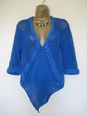 Crea Concept Blue Unusual Lagenlook Cardigan Size 40 • £24.99