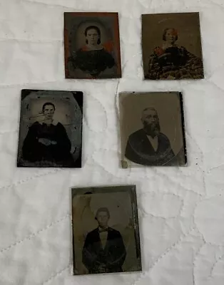 Vintage Antique Daguerreotype & Ambrotype Photos Man & Woman Lot Of Five • $12