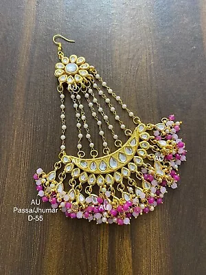 Pakistani Pearl Jhoomar Matha Patti Teeka Passa Kundan Head Jewelry • $61