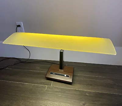 Vtg Panasonic Gooseneck Desk Lamp Light Mid Century Modern Wood Grain Banker • $45