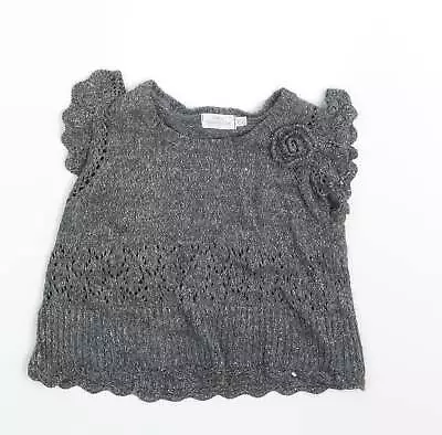 Mayoral Chic Girls Grey Boat Neck Acrylic Pullover Jumper Size 6-7 Years • £4.25