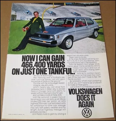 1980 Paul Hornung Volkswagen Rabbit Print Ad Car Advertisement Green Bay Packers • $12.39