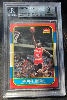 1986-87 Fleer Basketball #57 Michael Jordan RC Rookie HOF BGS 9 W/ (2) 9.5's • $15995