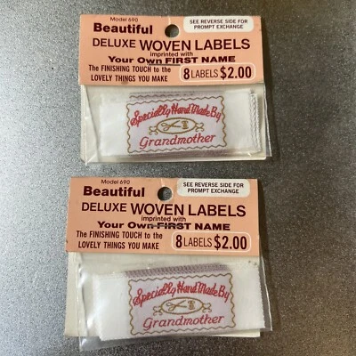 $15 • Buy 15 Vintage Personalized Sew In Woven Labels Specially Hand Made By Grandmother