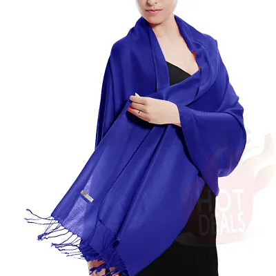 Soft Silk Shawl Wrap Women Pashmina Solid Scarf Stole Cashmere Wool Ladies Scarf • $7.99