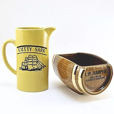 Cutty Sark & I.W. Harper Kentucky Bourbon Ceramic Barrel & Pitcher Bareware • $35.99