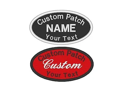 Custom Embroidered Name Tag Sew On Patch Motorcycle Biker Oval Badge 4  X 2.25  • $6.50