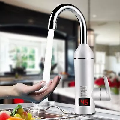 LED Display Instant Electric Water Heater Fast Heating Faucet Kitchen Basin Tap • £24.79