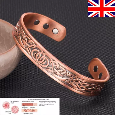 MENS COPPER MAGNETIC BRACELET Bangle 6 MAGNETS Carpal Tunnel Arthritis Celtic UK • £7.49