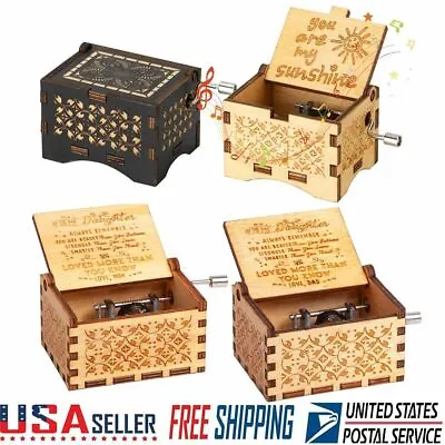Wooden Music Box Handmade HandCranked Ornaments Kids Lovers Xmas Gifts Toy • $8.29