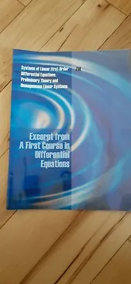 $25 • Buy Excerpts From A First Course In Differential Equations By Zill