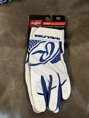 Brand New RAWLINGS #5150 ADULT BATTING GLOVES (PAIR) Blue/White ADULT X-Large XL • $10.97