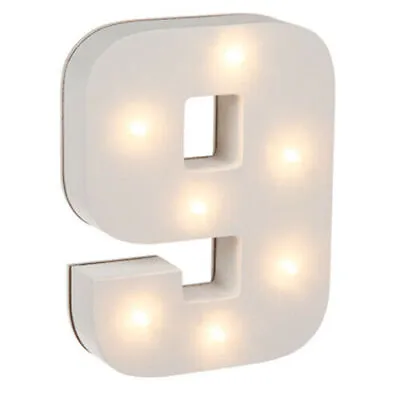 16cm Illuminated Wooden Number 9 With 7 Led Sign Message Decor Party Home Gift • £5.95