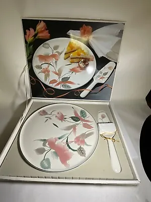 VTG Mikasa Cake Set Plate And Server FX003 Silk Flowers 306 Made In Japan • $18.99