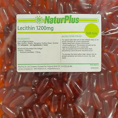 £6.69 • Buy Lecithin 1200mg High Strength - 90 Capsules - GMO Free - NaturPlus