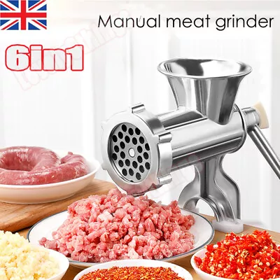 UK Manual Rotary Meat Grinder Mincer Machine Food Aluminium Alloy Sausage Maker • £10.99