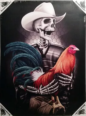 DGA Day Of The Dead Rooster Mexican Fighter Stretched Canvas Wall Art Gallero • $26.99