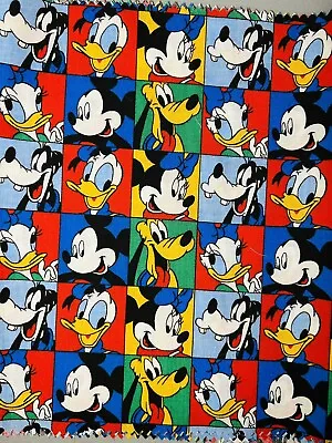 Vintage Disney Mickey Mouse & Friends Classic Checkered Fabric Panel 60” X 13” • $17.99