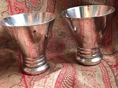 Antique PAIR Of Silver Plated Monogrammed Chalice Goblets  Arts & Crafts 10 Cm • $27.35