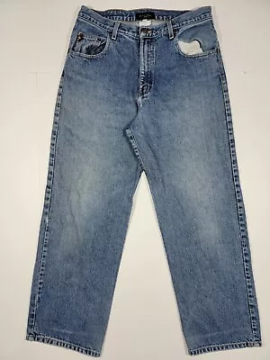 Vintage Guess Blue Jeans - Leather Tab - Cotton - 31x29 - Made In USA • $15.50