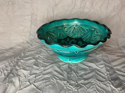 Moroccan Pottery Bowl  Plate Teal Blue Handmade 6 X 2.5  • $29.99