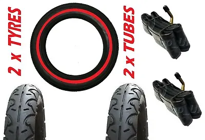 £30.59 • Buy Quinny Freestyle 12 1/2   2 X Pram Tyres & 2 X Bent Valve Tubes RED LINE