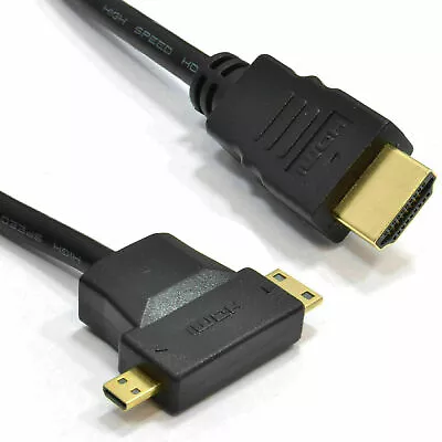 2m HDMI A To Micro D & MINI C HDMI Multi Use Androids & Tablets Cable Lead • £4.03