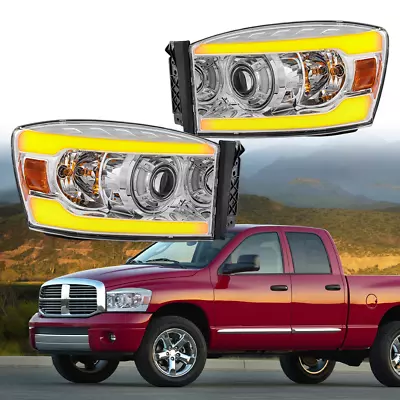 2PCS Chrome H7 LED Projector Headlights For 2006-2008 Dodge Ram 1500 2500 3500 • $155.95