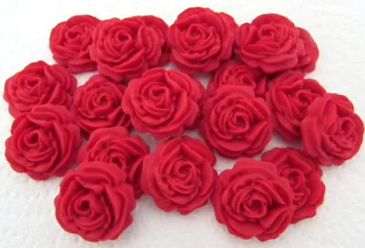 12 Red Roses Flowers Edible Cake Toppers Sugarcraft  Wedding CupcakeBirthday • £5.25
