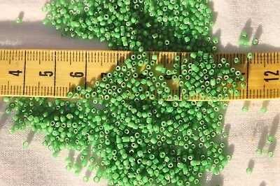 Vintage French 13/0  Glass Seed Beads Sioux Green W/H Crafts Jewelry/1/2oz • $4.95
