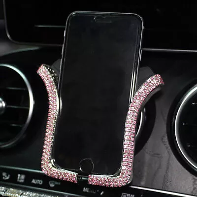 Universal Car Phone Holder With Bing Crystal Rhinestone Auto Air Vent Mount Clip • $12.56