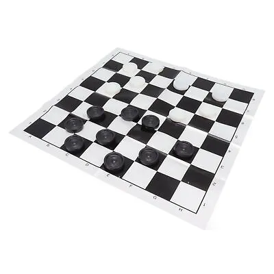 Checker Set Stackable Black White Plastic Pieces Draughts Board Game With Box • $6.87