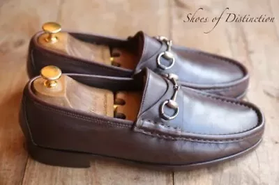 Vintage Gucci Brown Leather Shoes Silver Bit Loafers Men's UK 8 E EU 42 US 8.5 • $150
