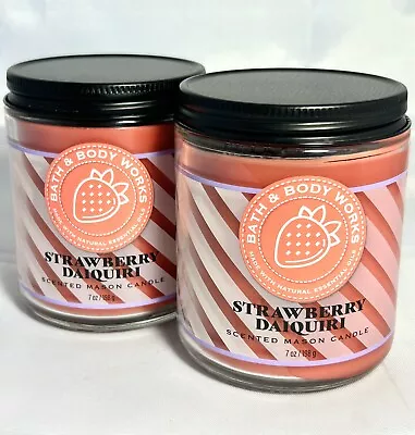 BATH & BODY WORKS Strawberry Daquiri Single Wick Mason Jar Candles 7 OZ X2 NEW! • $18.50