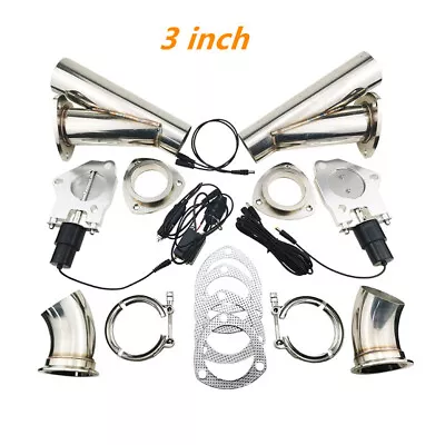 3  Dual Electric Exhaust Cutout Catback Pipe Kit Cutout Valve With Manual Switch • $210.99